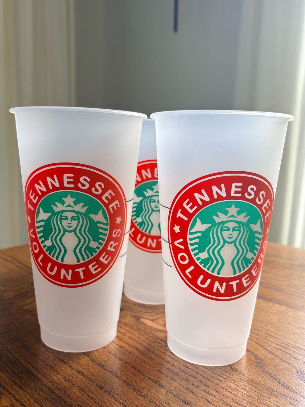 Starbucks set of 5 Tennessee Volunteers 24 oz frosted, plastic cold drink cups - Picture 3 of 16
